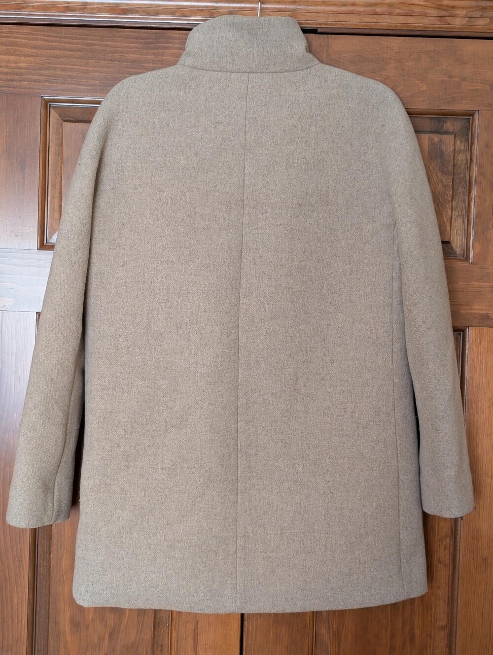J.Crew Wool Blend City Coat Oatmeal Women’s Size 10 Funnel Neck Zip Jacket - Picture 3 of 16